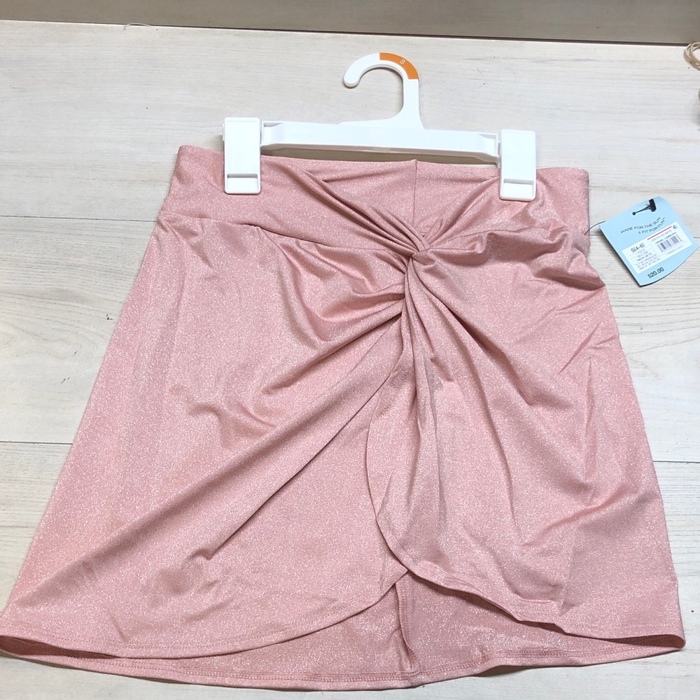 Shade & Shore Dusty Rose Twist-Front Mini Skirt #C59